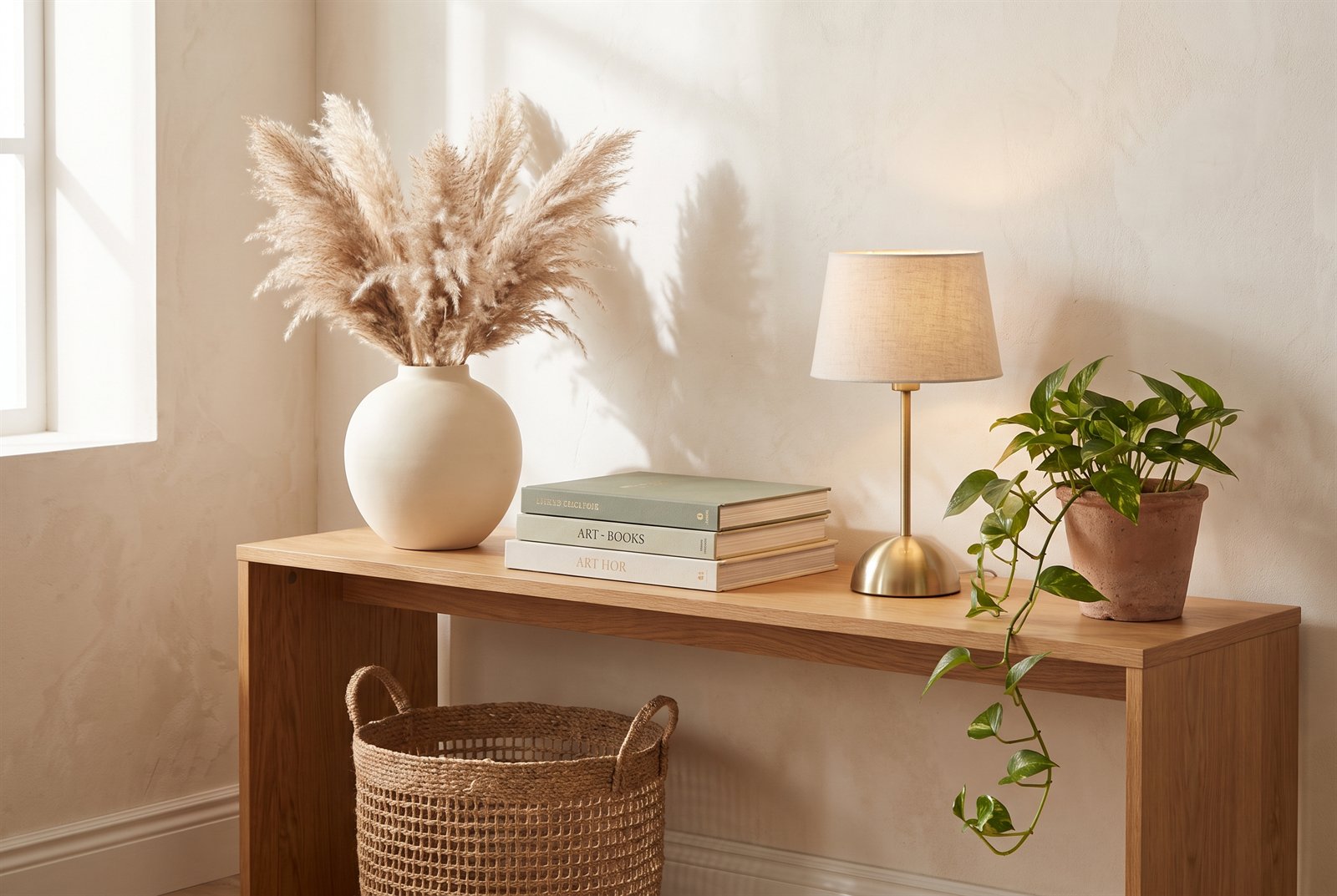 A warm, styled corner of a cozy home